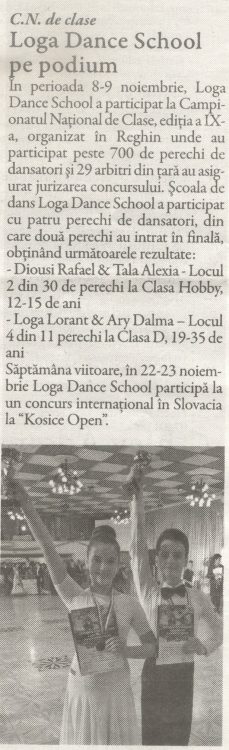 Campionatul National de clase - Loga Dance School pe podiu (Gazeta de Nord Vest)