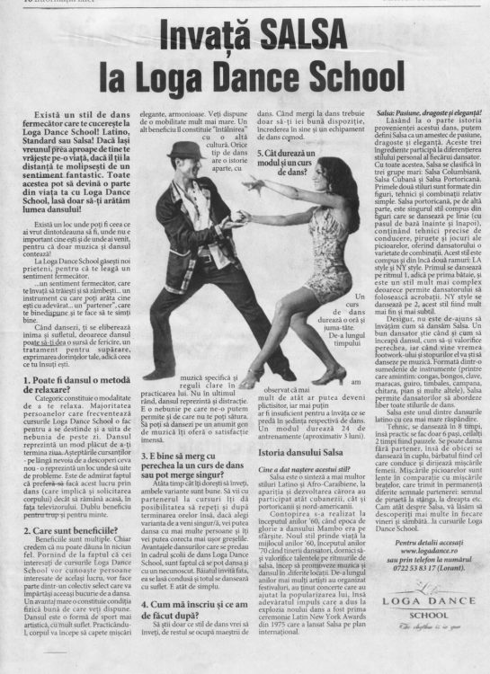 Loga Dance School te invata SALSA (Informatia Zilei)