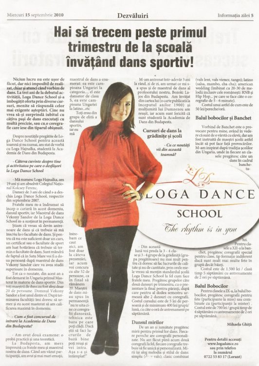 Loga Dance School te invita la o ora de dans gratuita (Informatia Zilei)