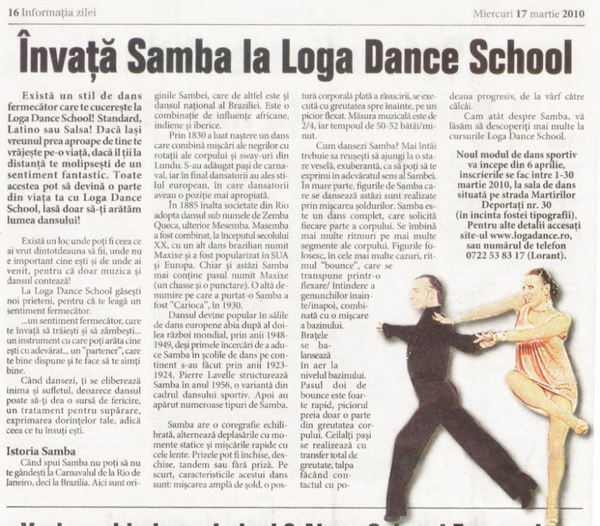 Invata Samba la Loga Dance School (Informatia Zilei)