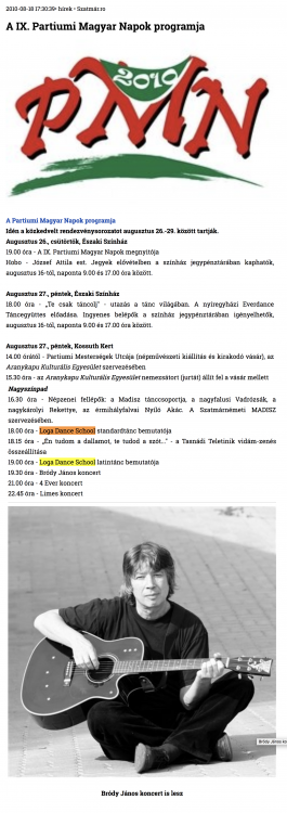 A IX. Partiumi Magyar Napok programja (szatmar.ro)