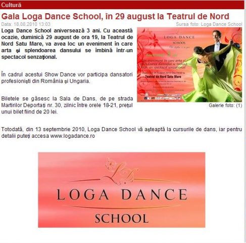 Gala Loga Dance School, in 29 august, la Teatrul de Nord (portalsm.ro)