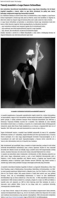 Tanulj Mambot a Loga Dance Schoolban (szatmar.ro)