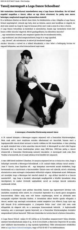 Tanulj Merenguet a Loga Dance Schoolban! (szatmar.ro)