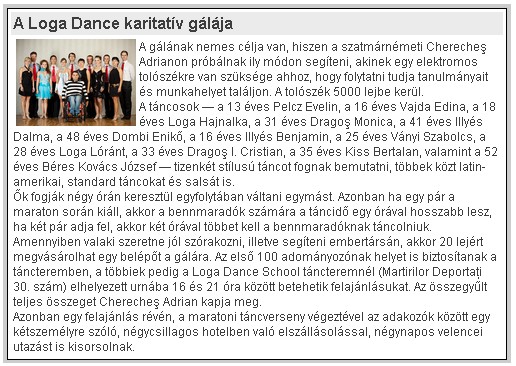 A Loga Dance School karitativ galaja (Magyar Hirlap)
