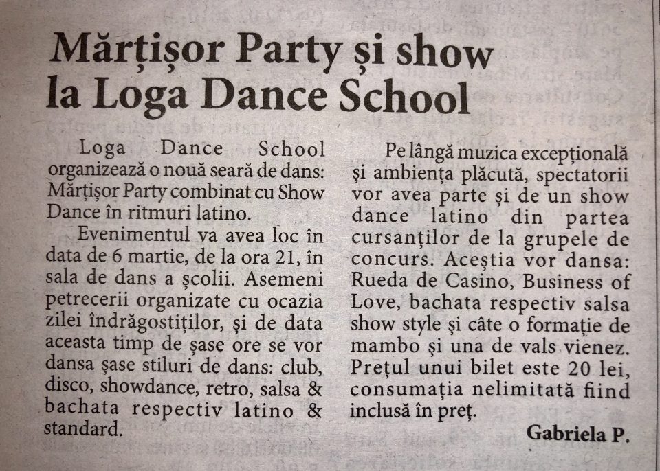 Martisor Party si show la Loga Dance School (Informatia Zilei)