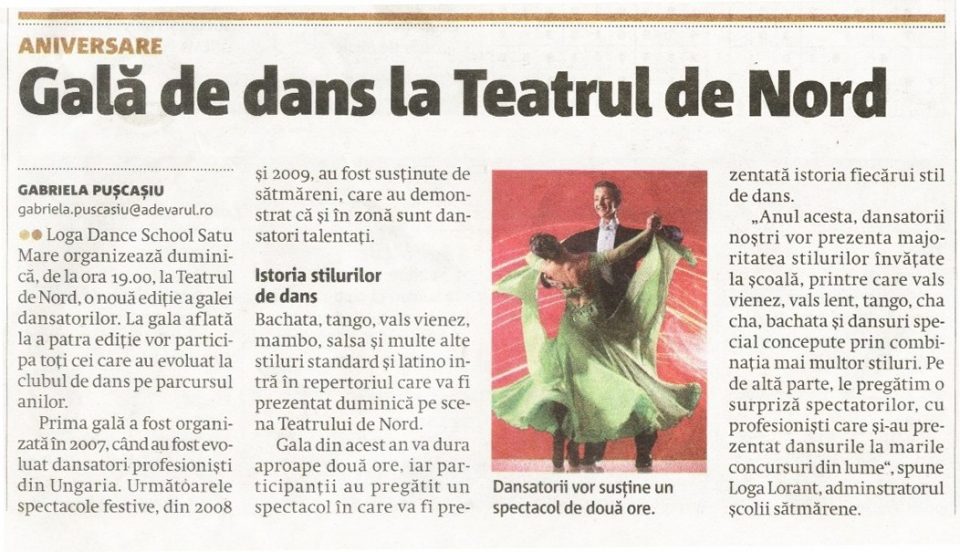 Satu Mare: Gala de dans la Teatrul de Nord (Adevarul)