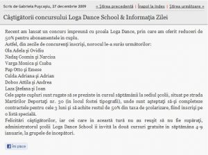 Castigatorii concursului Loga Dance School & Informatia Zilei (informatia-zilei.ro)