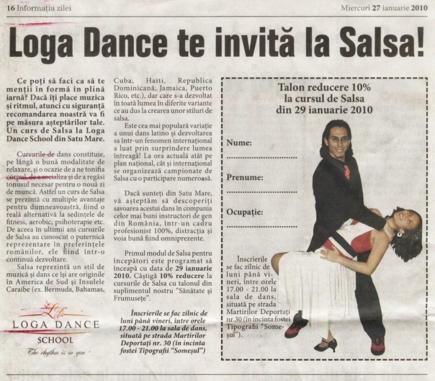 Loga Dance School te invita la Salsa! (Informatia Zilei)