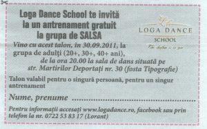 Loga Dance School te invita la un antrenament gratuit la grupa de Salsa (Informatia Zilei)