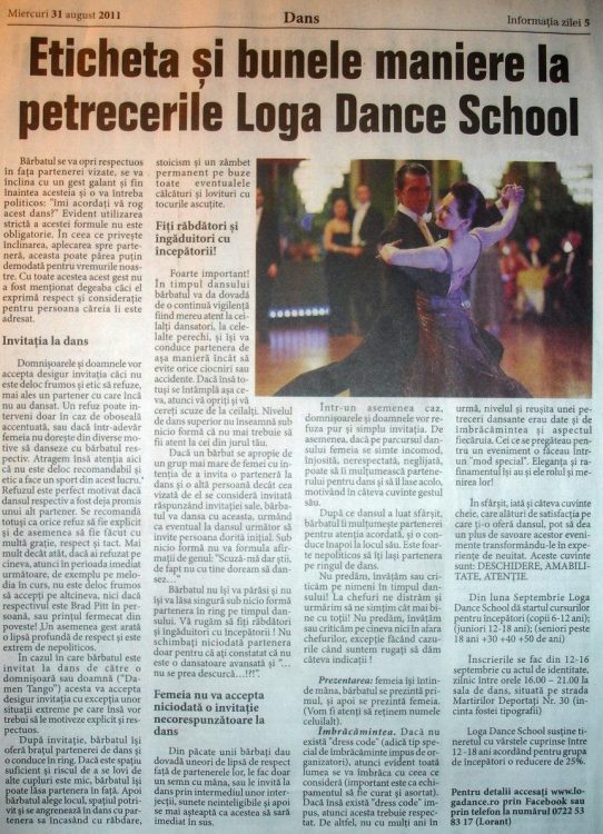 Eticheta si bunele maniere la petreceri, recomandarile Loga Dance School (Informatia Zilei)