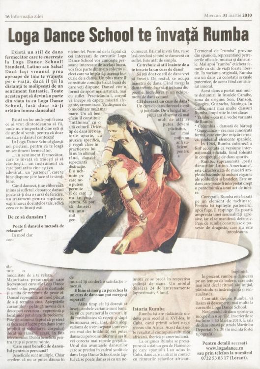 Invata Rumba la Loga Dance School (Informatia Zilei)