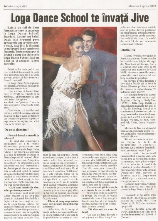 Invata Jive la Loga Dance School (Informatia Zilei)
