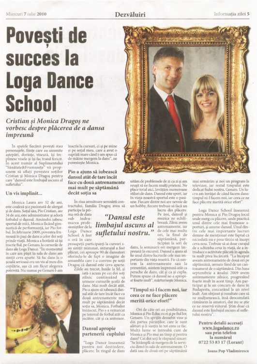 Povesti de success la Loga Dance  School - Cristian si Monica Dragos (Informatia Zilei)