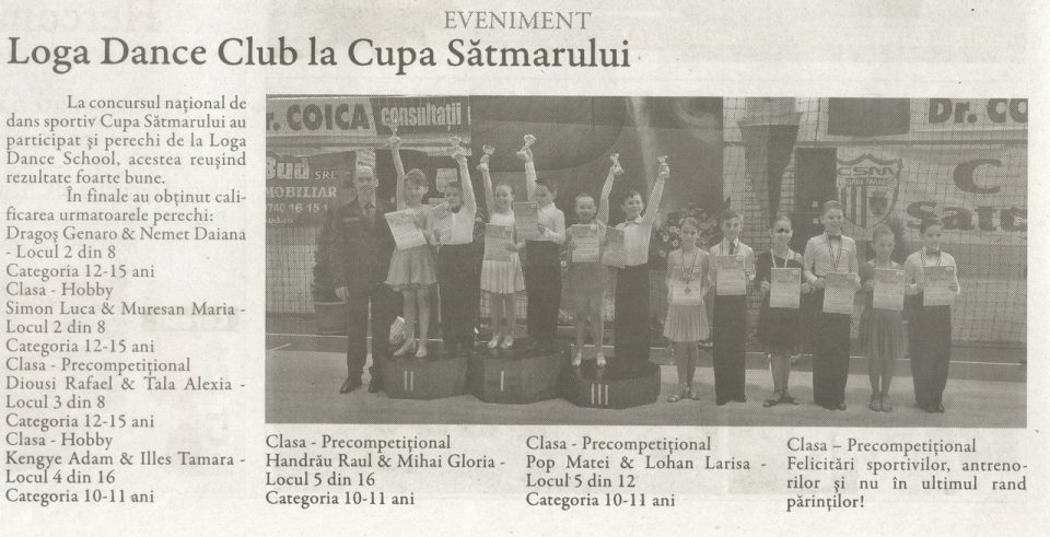 Loga Dance School la Cupa Satmarului (Gazeta de Nord Vest)