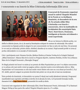 7 concurente s-au inscris la Miss Craciunita Informatia Zilei 2012 (informatia-zilei.ro)