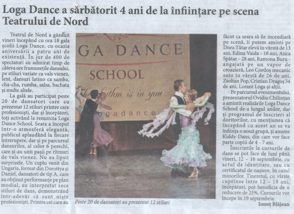 Loga Dance School a sarbatorit 4 ani de la infiintare pe scena Teatrului de Nord (Informatia Zilei)