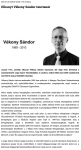 Elhunyt Vekony Sandor tanctanar (szatmar.ro)