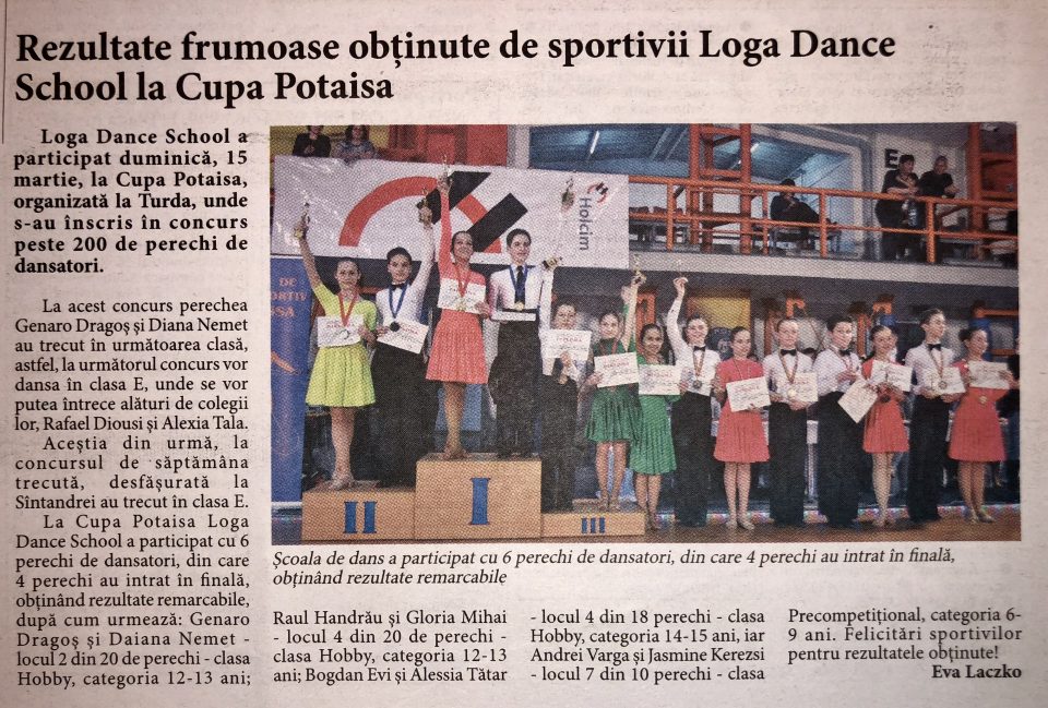 Rezultate frumoase obtinute de sportivii Loga Dance School la Cupa Potaisa (Informatia Zilei)