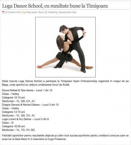 Loga Dance School, cu rezultate bune la Timisoara (gazetanord-vest.ro)