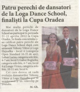 Patru perechi de dansatori de la Loga Dance School, finalisti la Cupa Oradea (Informatia Zilei)