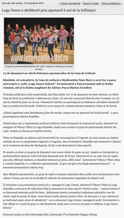 Loga Dance School a sarbatorit prin spectacol 6 ani de la infiintare (informatia-zilei.ro)