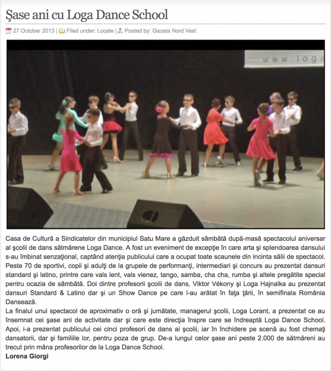 Sase ani cu Loga Dance School (gazetanord-vest.ro)