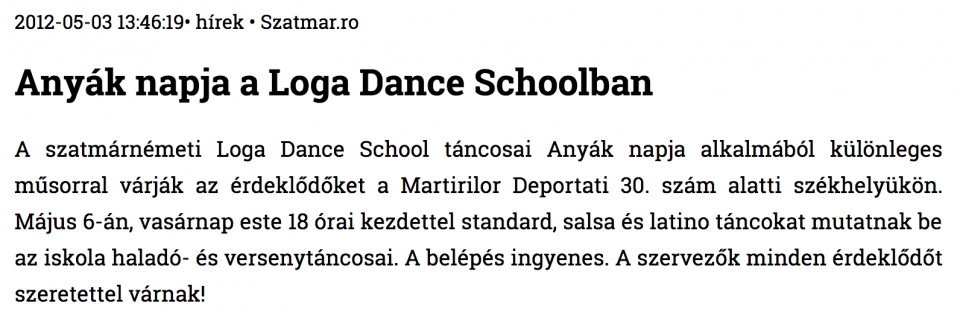 Anyak napja a Loga Dance Schoolban (szatmar.ro)