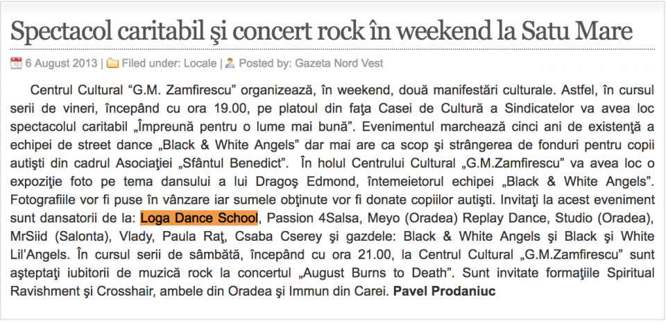 Spectacol caritabil si concert rock in weekend la Satu Mare (gazetanord-vest.ro)