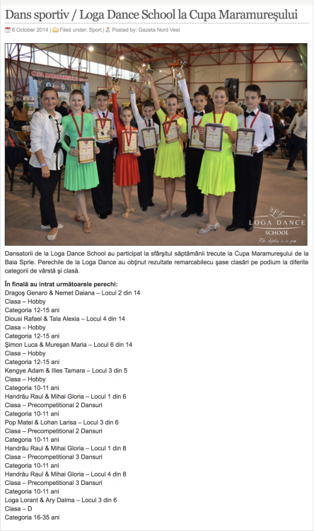 Dans sportiv / Loga Dance School la Cupa Maramuresului (gazetanord-vest.ro)