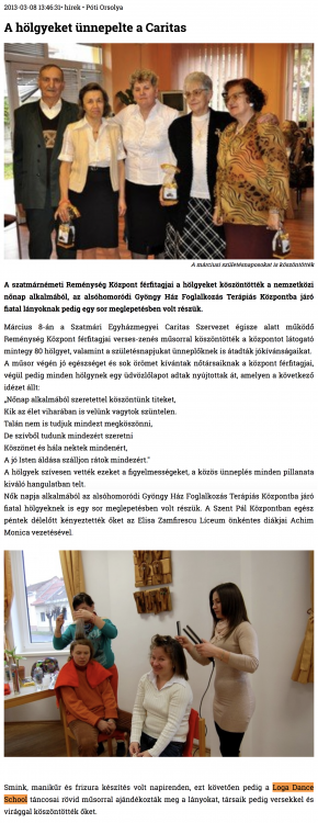 A holgyeket unnepelte a Caritas (szatmar.ro)