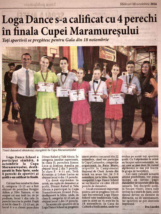 Loga Dance School s-a calificat cu 4 perechi in finala Cupei Maramuresului (Informatia Zilei)