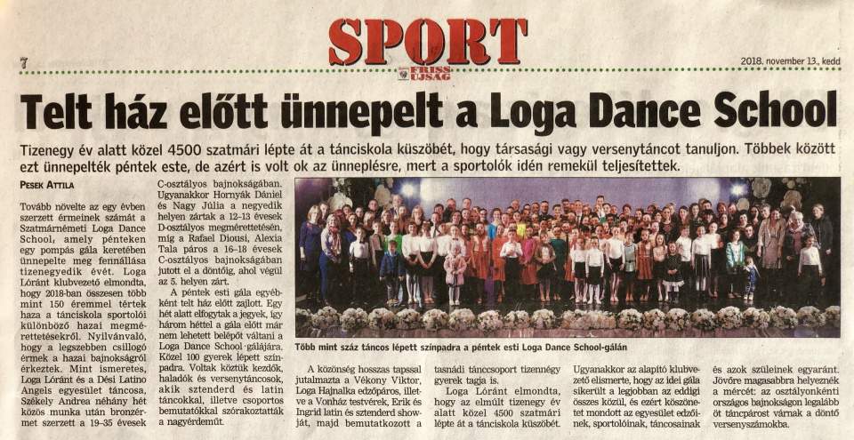 Telt haz elott unnepelt a Loga Dance School (Friss Ujsag)