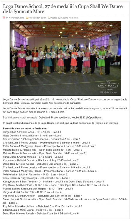 Loga Dance School s-a reintors cu 27 de medalii la Cupa Shall We Dance (gazetanord-vest.ro)