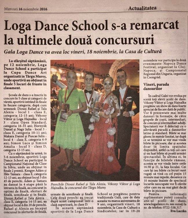 Loga Dance School s-a remarcat la ultimele doua concursuri (Informatia Zilei)