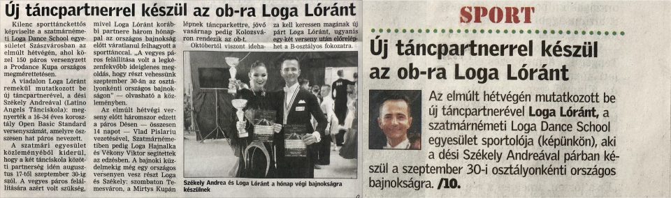 Uj tancpartnerrel keszul az ob-ra Loga Lorant (Friss Ujsag)