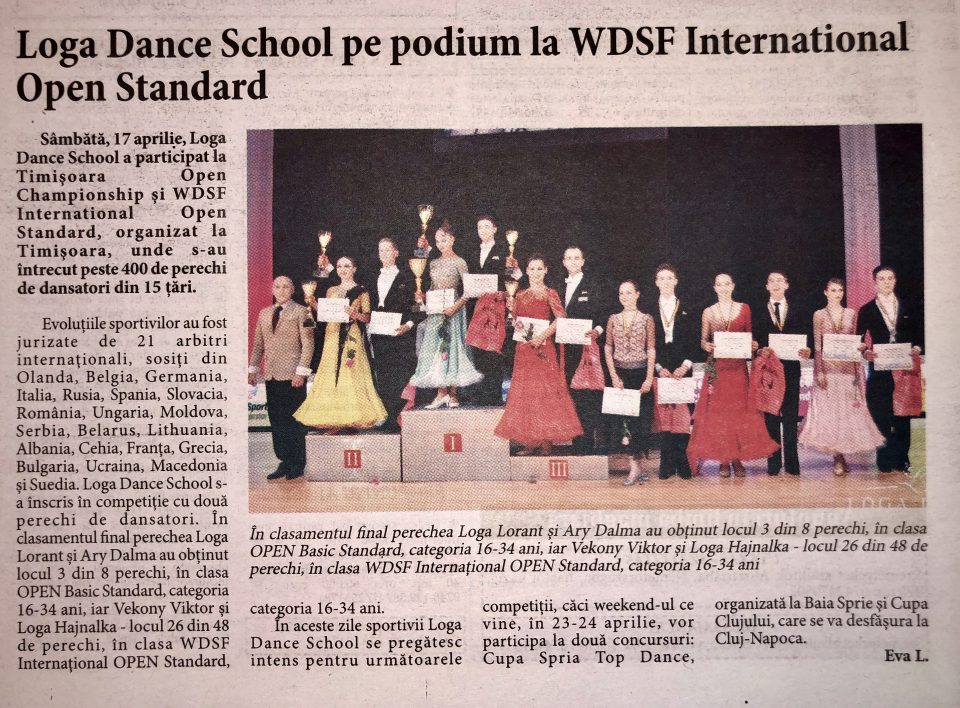 Loga Dance School pe podium la WDSF International Open Standard (Informatia Zilei)