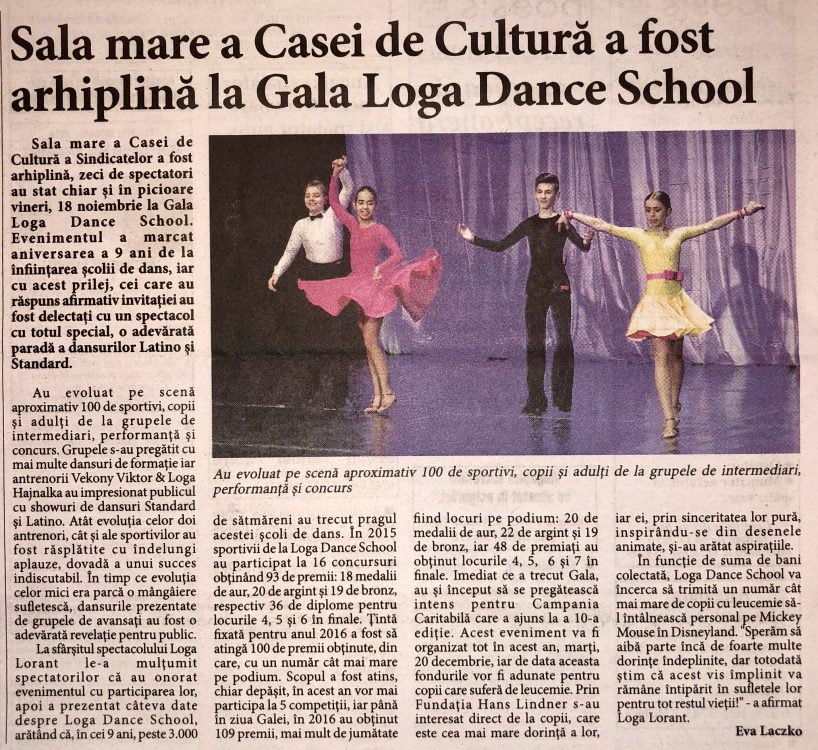 Sala mare a Casei de Cultura a fost arhiplina la Gala Loga Dance School (Informatia Zilei)
