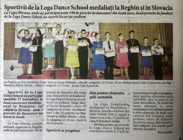 Sportivii de la Loga Dance School medaliatti la Reghin si in Slovacia (Informatia Zilei)
