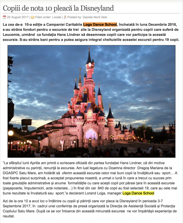 Copiii de nota 10 pleaca la Disneyland (gazetanord-vest.ro)