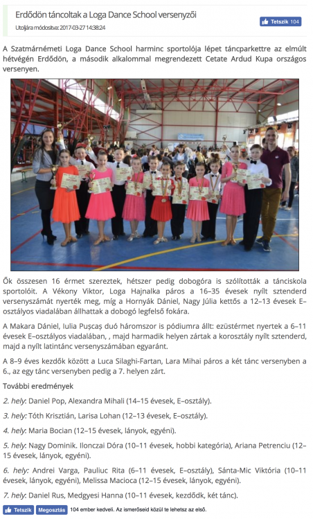 Erdodon tancoltak a Loga Dance School versenyzoi (frissujsag.ro)