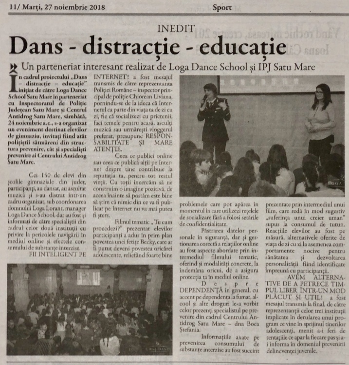 Inedit - Dans - distractie - educatie ( Gazeta de Nord Vest)