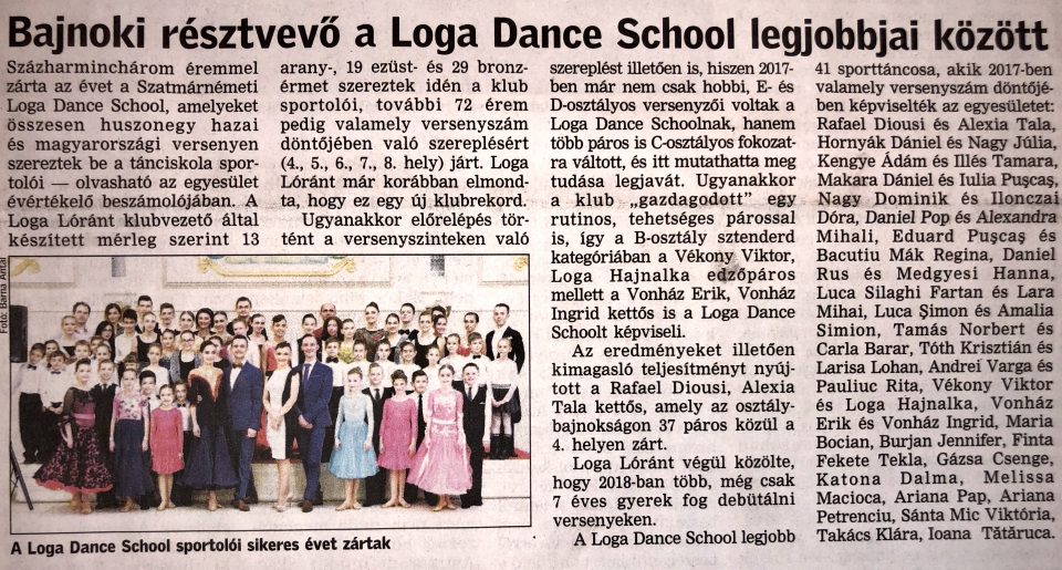 Bajnoki resztvevo a Loga Dance School legjobbjai kozott (Friss Ujsag)