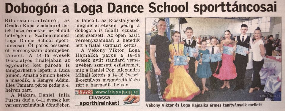 Dobogon a Loga Dance School sporttancosai (Friss Ujsag)