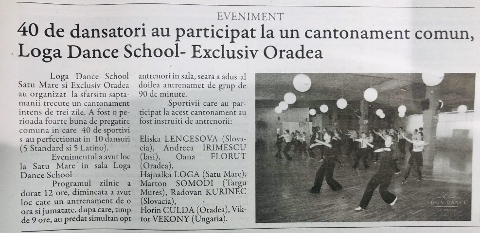 40 de dansatori au participat la un cantonament comun, Loga Dance School - Exclusiv Oradea (Gazeta De Nord Vest)