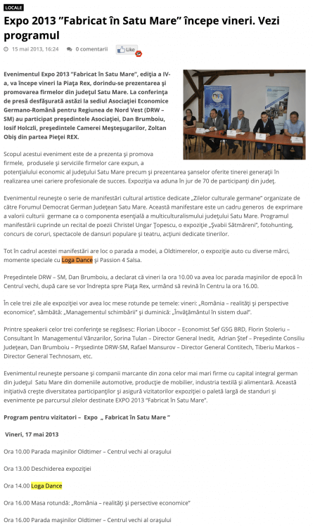 Expo 2013 ”Fabricat in Satu Mare” incepe vineri. Vezi programul (portalsm.ro)