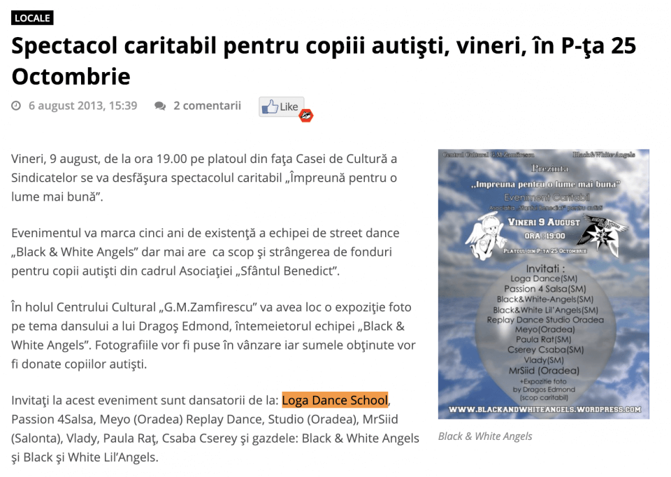 Spectacol caritabil pentru copiii autisti, vineri, in P-ta 25 Octombrie (portalsm.ro)