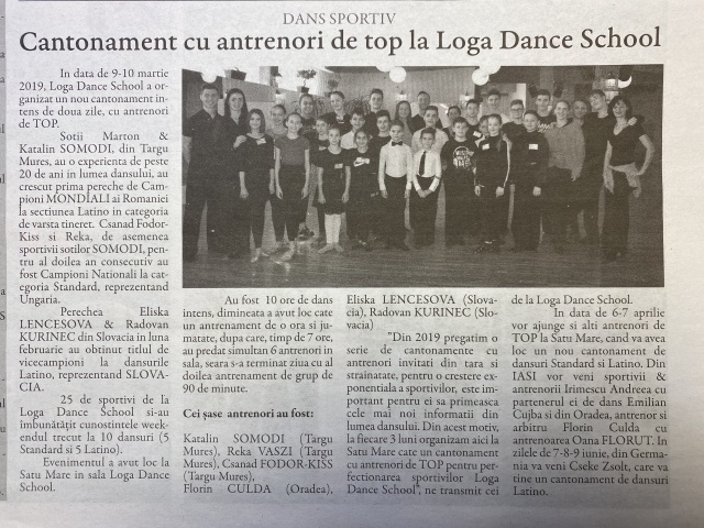 Cantonament cu antrenori de top la Loga Dance School! (Gazeta De Nord Vest)