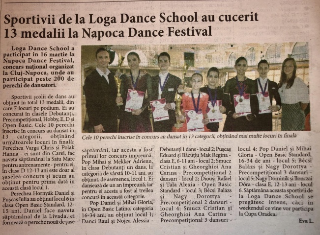 Sportivii de la Loga Dance School au cucerit 13 medalii la Napoca Dance Festival (Informatia Zilei)