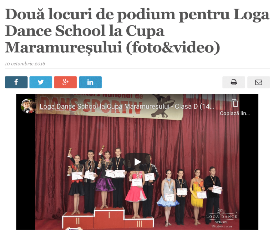 Doua locuri de podium pentru Loga Dance School la Cupa Maramuresului. (satmareanul.net)